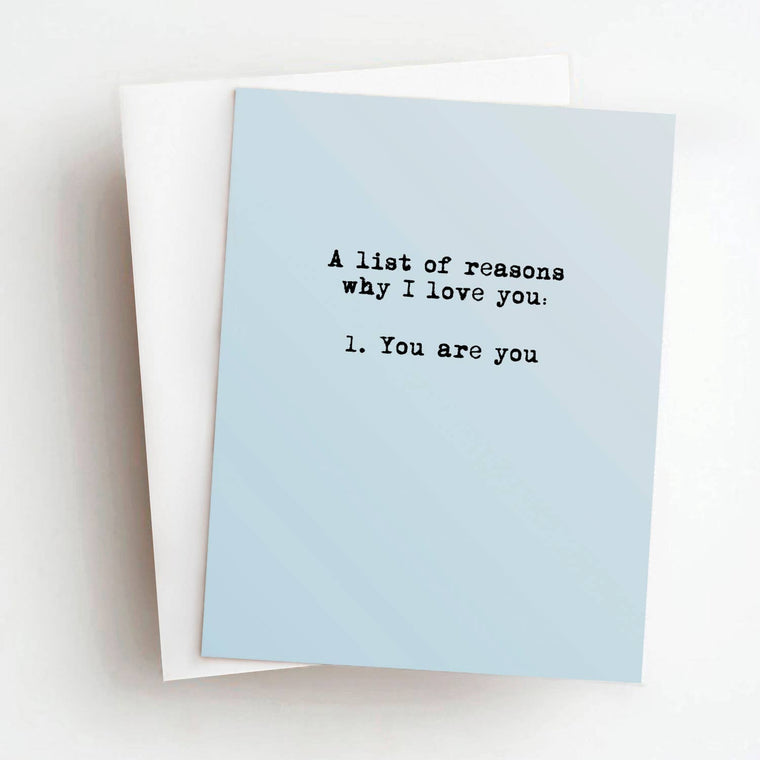 Skel & Co - List Of Reasons Love Greeting Card