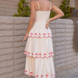 Strut & Bolt - Seashell Embroidery Scallop Layered Midi Dress