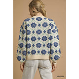 STYLE USA - Retro Floral Knit Sweater Top