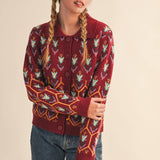 &MERCI - FLORAL KNIT COLLARED SWEATER CARDIGAN MSW11113