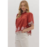 STYLE USA - Solid short flutter sleeve top
