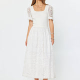 Current Air - Lace Embroidered A-line Midi Dress