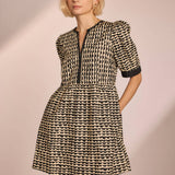 Strut & Bolt - Scallop Print Puff Sleeve Mini Dress