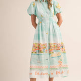 &MERCI - EXCLUSIVE LANDSCAPE PRINT BUTTON DOWN MIDI DRESS MDR4784