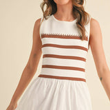 &MERCI - MIXED MEDIA STRIPED MIDI DRESS MDR3846