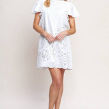FLYING TOMATO - A solid woven eyelet dress - ID23507