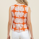 PINCH - SHELL PRINT SLEEVELESS TOP WITH WAVE DETAIL - 7190TA