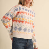 &MERCI - GEOMETRIC HEART DESIGN SWEATER PULLOVER MSW11478