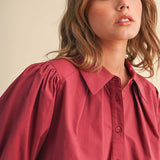 &MERCI - PUFF SLEEVE BUTTON DOWN TOP MTP5145