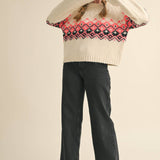 &MERCI - CABLE KNIT FAIR ISLE SWEATER MSW10679