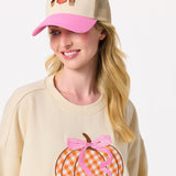 Shiraleah - ASSORTED SET OF 8 GINGHAM PUMPKIN RELAXED SWEATSHIRTS, CREAM