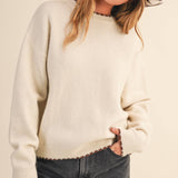 &MERCI - CONTRAST KNIT SCALLOPED EDGE SWEATER MSW11114