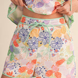 &MERCI - EXCLUSIVE FLORAL PRT TIE SHOULDER TOP SHORTS SET MPST4660