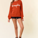 Doe and Rae - PUMPKIN Letter Embroidered Oversized Sweater Top - 43995T-1