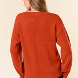 Doe and Rae - PUMPKIN Letter Embroidered Oversized Sweater Top - 43995T-1