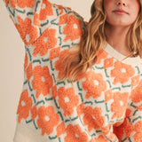 &MERCI - FUZZY TEXTURE FLORAL SWEATER MSW11198