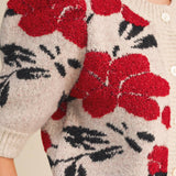 &MERCI - FLORAL KNIT SHORT PUFF SLEEVE SWEATER CARDIGAN MSW11393