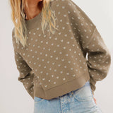 Rosa Clothing - Hearts Pattern Cropped Pullover Sweater