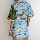 Rosa Clothing - Exclusive Ocean Vibe Halobios Belted Shirt Dress