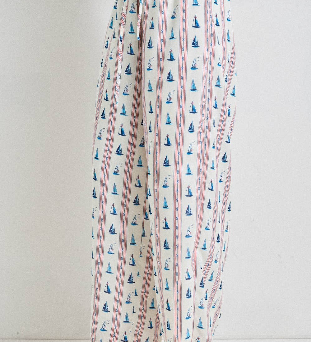 Baevely by Wellmade USA - BOAT PRINT DRAWSTRING PANTS