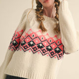&MERCI - CABLE KNIT FAIR ISLE SWEATER MSW10679