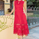 Strut & Bolt - Scallop Edge Crochet Trim Satin Midi Dress
