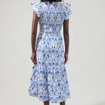 Sugarlips - Marisol Floral Giza Glare Smock Tiered Midi Dress