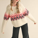 &MERCI - CABLE KNIT FAIR ISLE SWEATER MSW10679