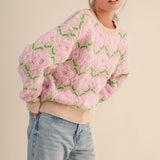 &MERCI - FUZZY TEXTURE FLORAL SWEATER MSW11198