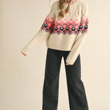 &MERCI - CABLE KNIT FAIR ISLE SWEATER MSW10679
