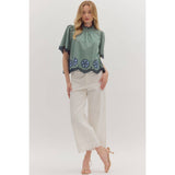 STYLE USA - Solid short flutter sleeve top