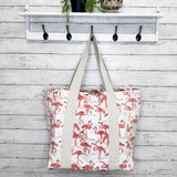 Anju Jewelry - Handcrafted Canvas Bag with Block-Printed  Pink Flamingo