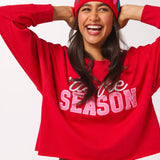 "TIS THE SEASON" LOUNGE SWEATSHIRTS,RED