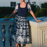 Current Air - Lace Embroidered A-line Midi Dress