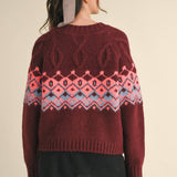 &MERCI - CABLE KNIT FAIR ISLE SWEATER MSW10679