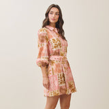 Able - AD2699 Tropical belted mini shirt dress