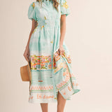 &MERCI - EXCLUSIVE LANDSCAPE PRINT BUTTON DOWN MIDI DRESS MDR4784