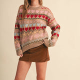 &MERCI - GEOMETRIC HEART DESIGN SWEATER PULLOVER MSW11478