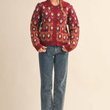 &MERCI - FLORAL KNIT COLLARED SWEATER CARDIGAN MSW11113