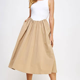 Strut & Bolt - Knit Contrast Poplin Long Dress