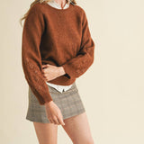 &MERCI - FLORAL KNIT PUFF SLEEVE SWEATER MSW10912