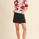 &MERCI - FLORAL KNIT SHORT PUFF SLEEVE SWEATER CARDIGAN MSW11393