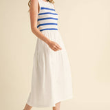 &MERCI - MIXED MEDIA STRIPED MIDI DRESS MDR3846
