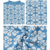 Rosa Clothing - Boho Floral Motif Rolled Neck Knit Sweater