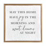 - May this home have joy in the morning and sweet dreams at night / 10x10 Pulp Paper Wall Decor