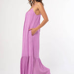 Lovestitch - Striped Scoop Neck Ruffle Hem Maxi Dress