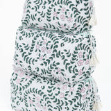 LA Soul - White Floral print Quilted Cotton Toiletry Bag Set