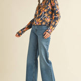 &MERCI - FLORAL MOCK NECK SWEATER MSW11101