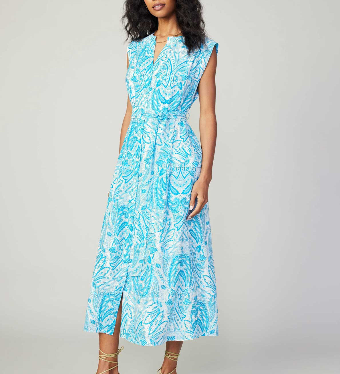 Current Air - Paisley Print Button Down MIdi Dress