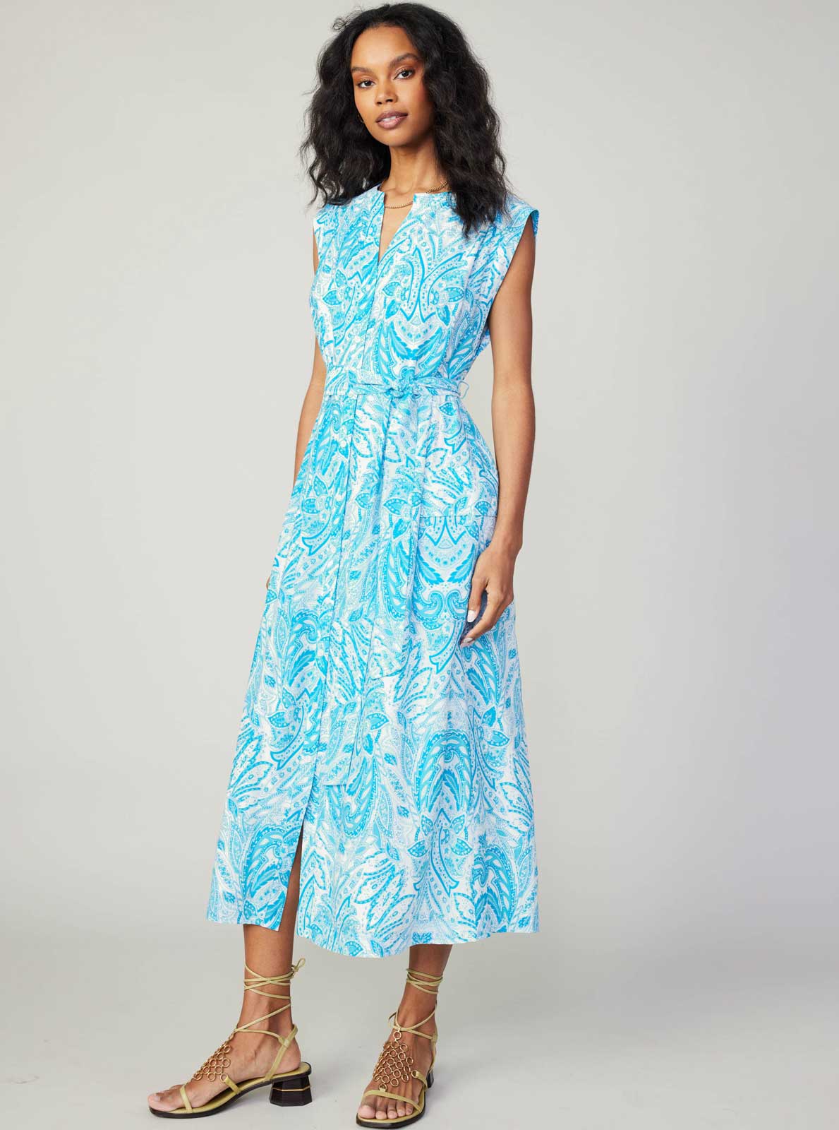 Current Air - Paisley Print Button Down MIdi Dress
